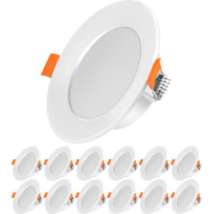 Dexnump LED Einbaustrahler 230V Neutralweiß 4500K Einbaustrahler flach 7W 700Lm LED Spots Badezimmer 30mm Einbautiefe Ø75-100mm Bohrlochdurchmesser für Wohnzimmer Küche 12er Set