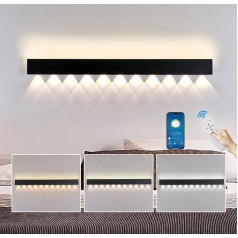 SUCIKORIO Long LED Wall Light Indoor 100 cm, 40 W moderns LED sienas lampas 3000 K - 6500 K Dimmable 5%-100% Black 230 V priekšnama sienas lampas ar tālvadības pulti un lietotni ar starmeši guļamistabai, viesistabai