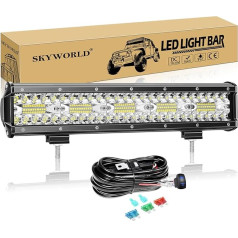 SKYWORLD LED darba gaismas josla 15 collu 300 W baltā LED priekšējais darba lukturis Darba lukturis Papildu lukturis ar 12 V Rocker vadu instalāciju automašīnai bezceļa traktoram Automašīnas kravas automašīnai SUV UTV ATV