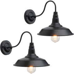 CeilSong melns Gooseneck sienu svečturis, 2 industriālo vannas istabas lampu komplekts Saimniecības stila Vintage sienas lampas Metāla klēts noliktavas sienas lampa viesistabai CESUK003