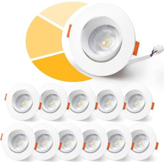 wowatt 12er LED Einbaustrahler 3 Stufe Dimmbar, 5W LED Spot 230V Neutralweiß 4000K Deckenspots Schwenkbar 480LM Einbauspots Flach Loch 68-80mm LED Einbauleuchten Weiß für Küche Wohnzimmer