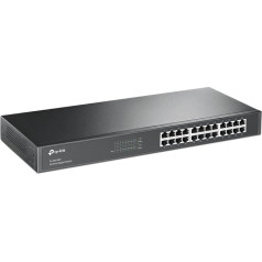 TP-Link TL-SG1024 24 portu gigabitu tīkla komutators ( 19 Zoll Rack-Montage, 24*RJ-45 LAN pieslēgvietas, metāla apvalks, bez vadības, Plug-und-Play, mūža garantija), melns