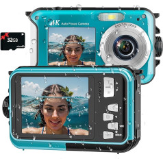 Digitālā kamera Autofokuss 48MP 4K kamera Fotokamera 16x Digitalzoom 2,8 Zoll Bildschirm Unterwasserkamera mit 32GB Karte