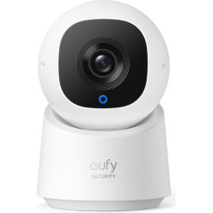 eufy Security iekštelpu videokamera C210 1080P iekštelpu novērošanas kamera, 360° pagrieziena/pakārtošanas funkcija, WiFi, vadu, mākslīgais intelekts cilvēkiem/kustībai, nakts redzamība, mākslīgā intelekta izsekošana