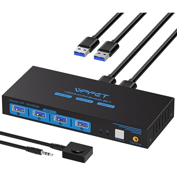 8K60Hz HDMI2.1 KVM переключатель 2 порта USB 3.0 KVM переключатель 4K@120Hz для 2 компьютеров поделиться 1 монитор и 4 USB 3.0 устройств с 12V/1A постоянного тока пи