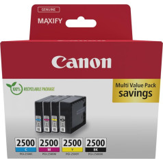 Canon PGI-2500 C M Y BK Vorteilspack 4 Tintenpatronen (Schwarz, Cyan, Magenta, Gelb) Original [Umweltfreundliche Recycle-Kartonverpackung 2024]