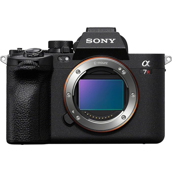 Sony Alpha 7R V pilna kadra kamera ar bezspoguļa maināmu objektīvu ar 61,0 MP pilna kadra aizmugures izgaismotu Exmor R CMOS sensoru - melns