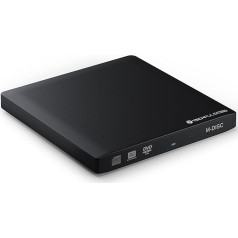 techPulse120 USB 3.0 un C tipa M-Disc ārējais DVDRW CDRW rakstītājs Aluminium Black Burner Superdrive Drive DVD CD Ultra Slim datoram Notebook Ultrabook Windows 10 Mac OS Apple iMAC Macbook