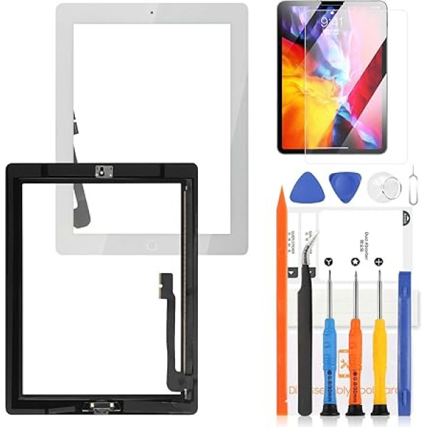 LADYSON Touchscreen Digitizer für iPad 3 3. Generation A1416 A1430 A1403 9,7 Zoll LCD-Bildschirm für iPad 3 Touch Screen Ersatz Kit mit Homebutton mit Werkzeugen (Weiß, kein LCD-Display)