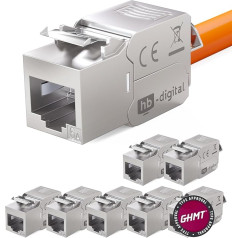 HB-DIGITAL 8x Cat.6a Keystone moduļa ligzda RJ-45 500MHz 10Gbps Pilnībā ekranēts STP GHMT sertificēts LSA Tool-Free Cat6a savienotājs Tīkla instalācijas ligzda Patch Panel instalācijas kabelim Ethernet LAN