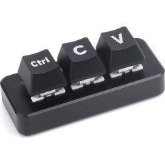 Waveshare Ctrl C/V Shortcut Keyboard for Programmers, 3-Key Keyboard, Adopts RP2040 Microcontroller Chip, Programmable Key Function, Dual Type-C Ports, Plug and Play Without Driver-Plus Version