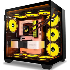AMANSON PC Case - ATX Mid Tower Tempered Glass Computer Case (Fans are not included) H06 Black