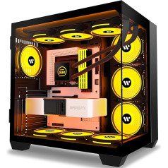 AMANSON PC Case - ATX Mid Tower Компьютерный корпус из закаленного стекла (вентиляторы в комплект не входят) H06 Black