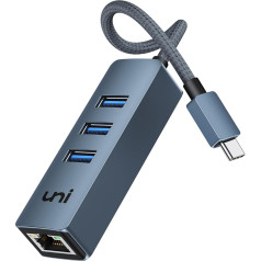 USB C Ethernet adapteris [spēcīgs un stabils] uni USB C Ethernet hub ar RJ45 LAN tīklu [Thunderbolt 3] MacBook Pro/Air, iPad Pro/Air, iMac, Surface Pro 7, Chromebook, XPS u.c.