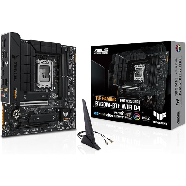 ASUS TUF Gaming B760M-BTF WiFi D4 Материнская плата Socket Intel LGA 1700 (Intel B760, mATX, память DDR4, PCIe 5.0, 2X M.2, WiFi 6, Thunderbolt 4, Aura Sync)