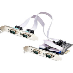 StarTech.com 4 portu PCIe sērijveida karte, četru portu PCI Express ar RS232/RS422/RS485 DB9 sērijas karte, standarta/zema profila kronšteini, 16C1050 UART, ESD aizsardzība, Windows/Linux (PS74ADF-SERIAL-CARD)