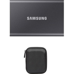 Samsung Portable SSD T7, 4 TB, USB 3.2 Gen.2, ārējā SSD diskdziņa platforma, pelēka, MU-PC4T0T/WW + Amazon Basics