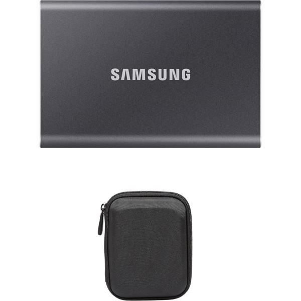 Samsung Portable SSD T7, 4 TB, USB 3.2 Gen.2, ārējā SSD diskdziņa platforma, pelēka, MU-PC4T0T/WW + Amazon Basics