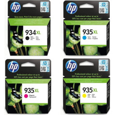 HP 934/935XL daugiapakopės originalios ilgo nuotolio spausdintuvų kasetės (juoda, raudona, mėlyna, geltona), skirtos HP OfficeJet Pro 6830, HP OfficeJet Pro 6230