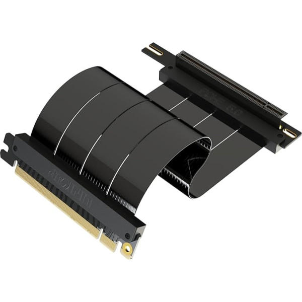 LINKUP - AVA5 PCIE 5.0 Riser kabelis - nākotnes risinājums 5. paaudzes GPU vertikālai montāžai - x16 128 GB/s ātrums ar link retimingu un barošanas kļūdu korekciju - saderīgs ar PCIe 4.0 - taisnā leņķī, melns, 20 cm