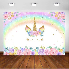 Mehofoto Rainbow Unicorn Birthday Party Background 7 x 5 ft Vinyl Unicorn Floral Watercolour Photography Background