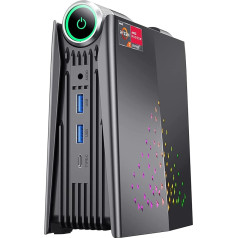 [3 Mode Adjustment] Mini Gaming PC, RGB Lights AMD Ryzen 5 5600U 16GB DDR4 512GB NVMe SSD Windows 11 Pro AMR5 Mini Computer 4K HDMI DP Type-C WiFi 6 BT 5.2 Small PC, Automatic Turn on