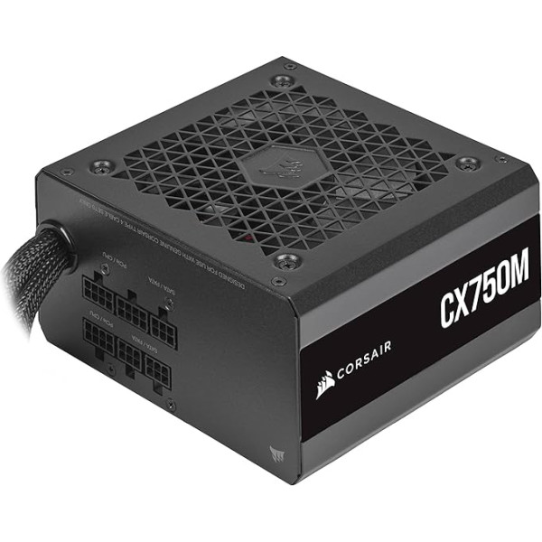 Corsair CX750M (2021), серия CX-M, 750 Вт 80 PLUS Bronze Certified Partially Modular ATX Power Supply (EPS12V Connector, Quiet Operation, 105°C Primary Capacitors, Compact Size) Black