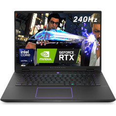 Alienware m16 R2 spēļu klēpjdators, 16 collu QHD+ 240 Hz displejs, Intel Core Ultra 7 procesors 155H, NVIDIA GeForce RTX 4060 grafiskā karte, 16 GB RAM, 1 TB SSD, Windows 11 Home, vācu aizmugures apgaismota tastatūra, melns