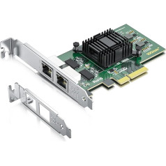 10/100/1000Mbps Gigabit Ethernet konverģētais tīkla adapteris (NIC) ar Intel 82576 mikroshēmu | Ethernet PCI Express tīkla karte | Divi RJ45 vara porti | PCI Express 2.0 X4 | Salīdzināt ar Intel E1G42ET
