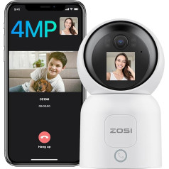 ZOSI 2.5K 4MP WLAN iekštelpu novērošanas kamera ar monitoru, 360° rotējoša iekštelpu kamera bērniem, 2,4/5 GHz WiFi, AI personas noteikšana, automašīnas izsekošana, izsaukšana ar žestiem, C519M