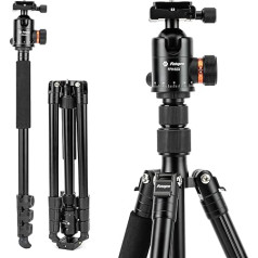 Fotopro 200 cm / 79 collu kameras statīvs, 2-in-1 alumīnija ceļojumu statīvs un 360° galvas kāja, noņemams monopods DSLR Canon Nikon Sony Leica Maksimālā slodze 10 kg / 22 lbs