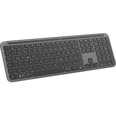 Logitech Signature Slim K950 bezvadu tastatūra, plāns dizains, pārslēgšanās starp ierīcēm rakstīšanas laikā, klusa rakstīšana, Bluetooth, vairāku operētājsistēmu, Windows, Mac, Chrome, DEU QWERTZ izkārtojums, grafīts