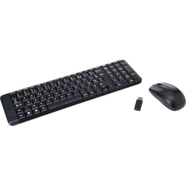 Logitech MK220 bezvadu tastatūras un peles komplekts, 2,4 GHz savienojums, izmantojot Unifying USB uztvērēju, 10 m darbības rādiuss, akumulatora darbības laiks 24 mēneši, kompakts dizains, dators / klēpjdators, franču AZERTY izkārtojums