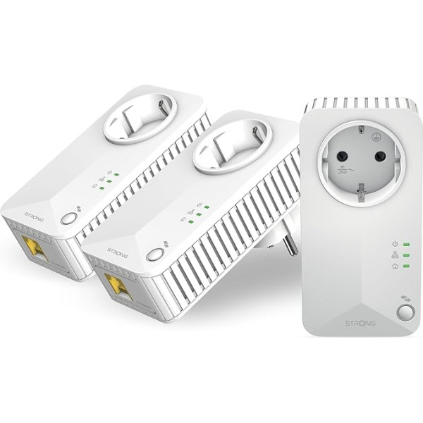 STRONG Powerline 600 Triple Pack | Includes 3 Powerline 600 Adapters | Up to 600 Mbps | HomePlug AV Standard | Range Over 300 m | Connection via Ethernet Cable