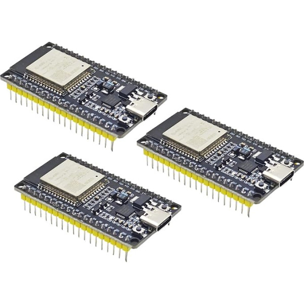 ESP32 NodeMCU Module 38 Pin, 3 Stück ESP-Wroom-32 Development Board Kit 2.4 Ghz WiFi + Bluetooth 4.2 Dual Core Microcontroller USB Type-C Interface CP-2102 Chip für Arduino IDE