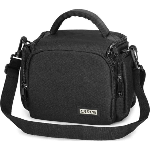 CADeN Camera Bag, audekla plecu soma ar noņemamu ieliktni, futrālis, triecienizturīga kameras somiņa vīriešiem un sievietēm (1.0 Black, L), D11 Black, Camera case