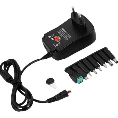 ASHATA Universal Power Supply, 30 W Universal Power Supply DC 3-12 V Plug Power Supply Adapter, Universal Charger Travel Adapter with 7 Different Adapters Plugs, Black (EU)