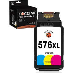 COCCINK CL-576 XL (1 krāsa) atjaunotas printeru kasetnes Canon 575XL 576XL aizstājējs PIXMA TS3550i TS3551i TR4750i TR4751i printerim PIXMA TS3550i TS3551i TR4750i TR4751i lielas ietilpības kombinētā iepakojumā