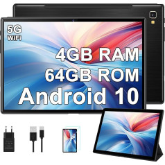 YESTEL Tablet 10 Zoll mit Schnelles 5G WLAN, 4GB RAM 64GB ROM (Erweiterbar bis 1 TB), Octa-Core, HD Tablet Android mit 5MP+8MP Kamera, Bluetooth, Schwarz