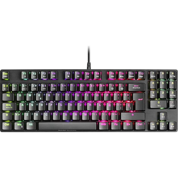 Mars Gaming MKREVOPROWBRES Black, Mehāniskā RGB spēļu tastatūra, TKL+ NUM, brūns slēdzis, spāņu valodā