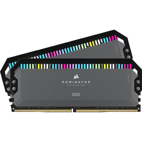 CORSAIR Dominator Platinum RGB DDR5 RAM 64GB (2x32GB) 6000MHz CL30 AMD Expo iCUE saderīga datora atmiņa - pelēka (CMT64GX5M2B6000Z30)