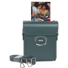 MUZIRI KINOKOO Square Link Case Совместим с Fuji Instax Square Link смартфон фотопринтер - PU кожаный защитный чехол с плечевой ремень, темно-зеленый, Защитный чехол