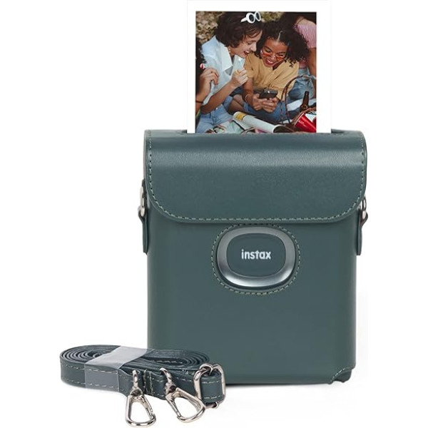 MUZIRI KINOKOO Square Link Case Совместим с Fuji Instax Square Link смартфон фотопринтер - PU кожаный защитный чехол с плечевой ремень, темно-зеленый, Защитный чехол