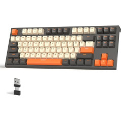 FREEWOLF Attack Shark M87 80% Kabellose Gaming-Tastatur, 87 Tasten TKL RGB Mechanical Feeling SA PBT-Tastatur Bluetooth /2,4 GHz, 4000 mAh Akku für Mac/Win, geräuschloses Büro/Gaming -Cremiges Grau