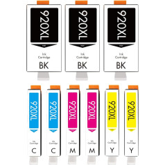 Cartridgeify 920XL printeru kasetnes saderīgas ar HP 920 920 920 XL kasetņu multipakete (3 x melna, 2 x zilganzaļa, 2 x dzeltena, 2 x dzeltena, 9 iepakojumi) Officejet 6500A, 7500A, 7000, 6000, 6500 printeriem.