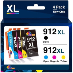 Clorisun 912XL Multipack saderīgs ar HP 912 printeru kasetnēm HP 912XL Multipack priekš HP OfficeJet Pro 8022 kasetnēm HP Officejet Pro 8022e 8024e 8020e 8025e, 8010 (melna, purpura, dzeltena, ciāna,