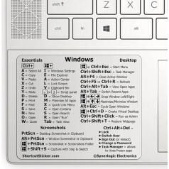 Виниловая наклейка SYNERLOGIC Windows PC Reference Keyboard Shortcut, клей без остатка, для любого ноутбука или настольного компьютера LG: 3,5 x 2,95 дюйма (прозрачная,