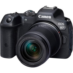 Canon EOS R7 bezspoguļa kamera + RF-S 18-150 mm F3.5-6.3 is STM objektīvs (DSLR jauninājums, hibrīda kamera, 4K/30p video ierakstīšana, līdz 15 B/s, WLAN) Melns