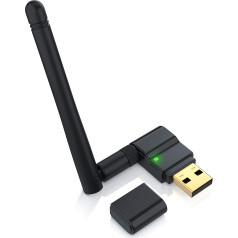 CSL - 300 Mbit s WLAN Stick mit Abnehmbarer Antenne - Wireless LAN - USB 2.0 Stick - Mini Dongle 802.11n b g - SMA Buchse 150 54 - Windows 11 fähig - Schwarz