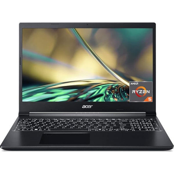 Acer Aspire 7 A715-43G 15,6 collu FHD klēpjdators (AMD Ryzen 5 5625U, RAM 16GB DDR4, 512GB SSD, NVIDIA GeForce RTX 3050, Windows 11 Family) AZERTY tastatūra, klēpjdators, melns